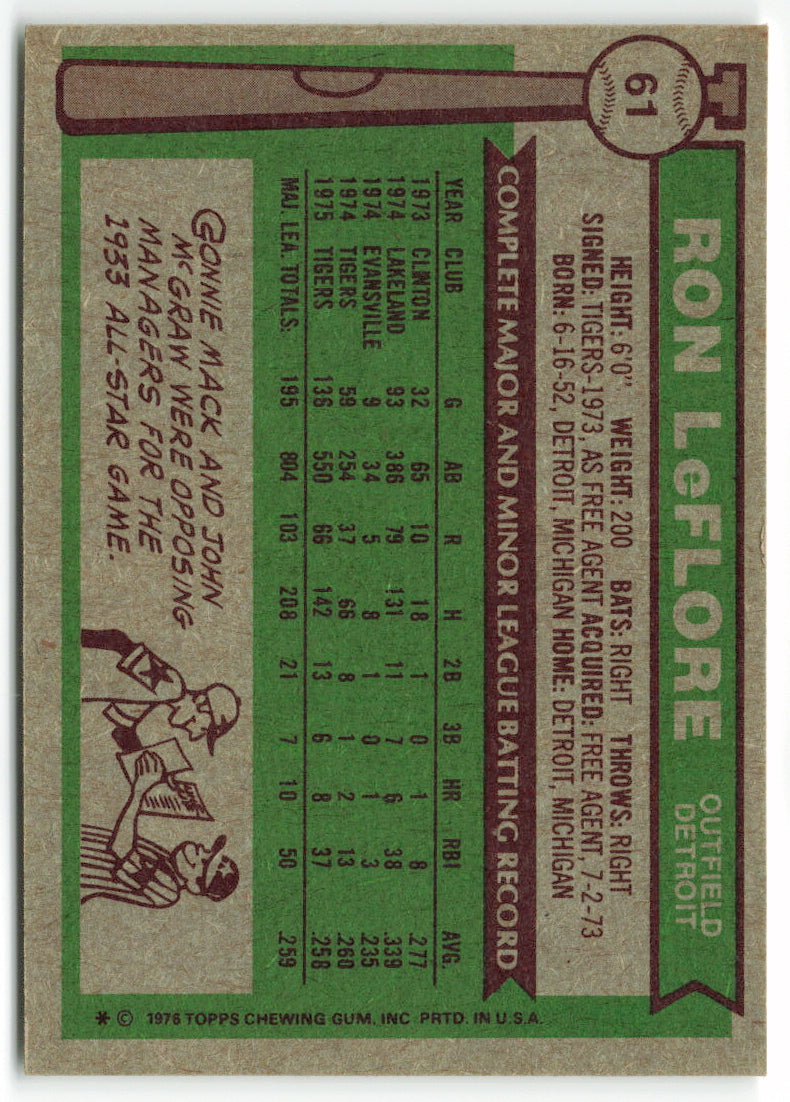 1976 Topps #061 Ron LeFlore