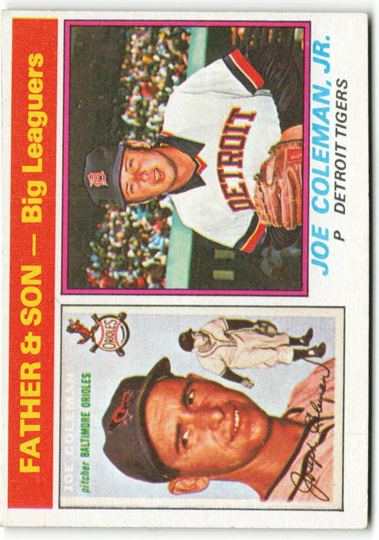 1976 Topps #068 Joe Coleman / Joe Coleman, Jr. Father & Son