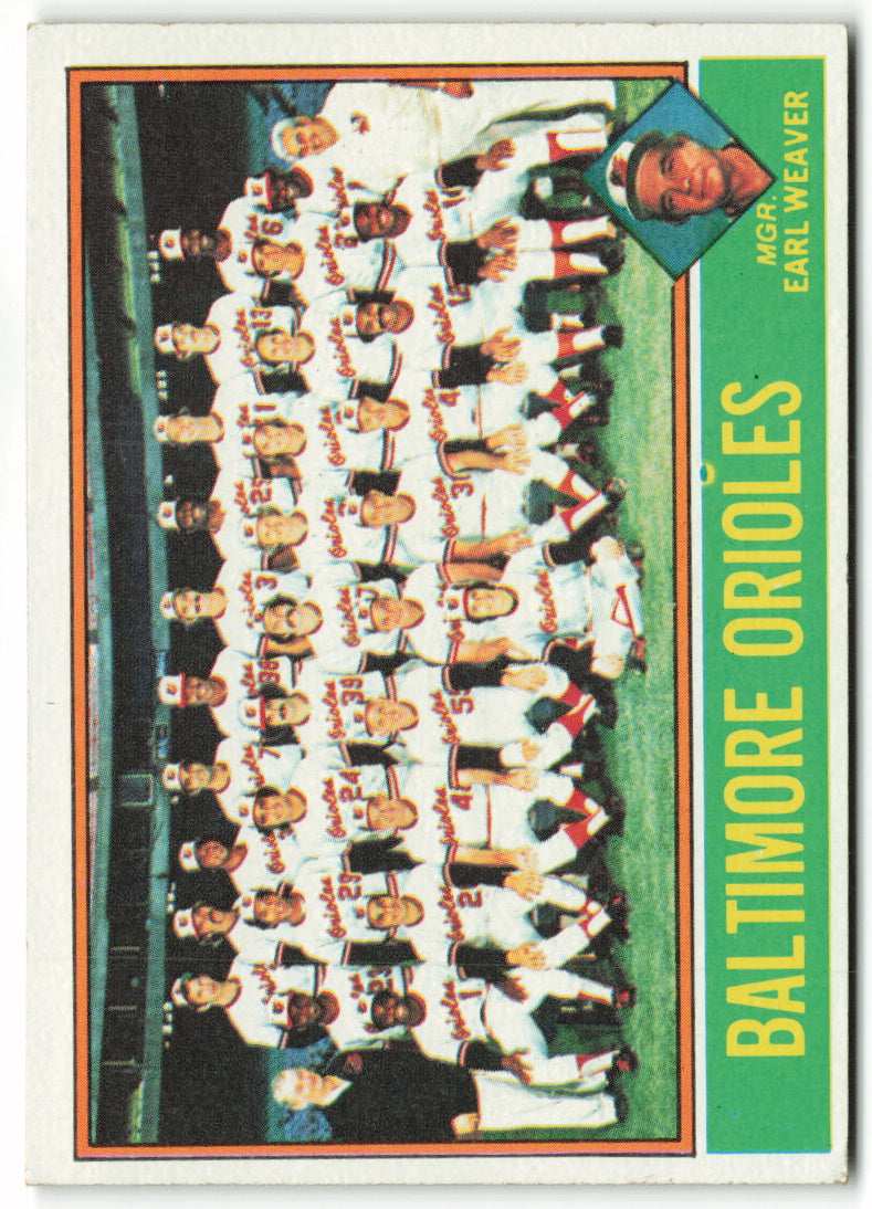 1976 Topps #073 Baltimore Orioles / Earl Weaver - Team Card