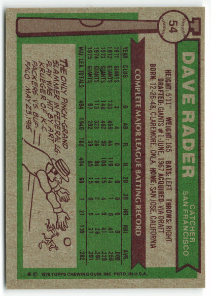 1976 Topps #054 Dave Rader