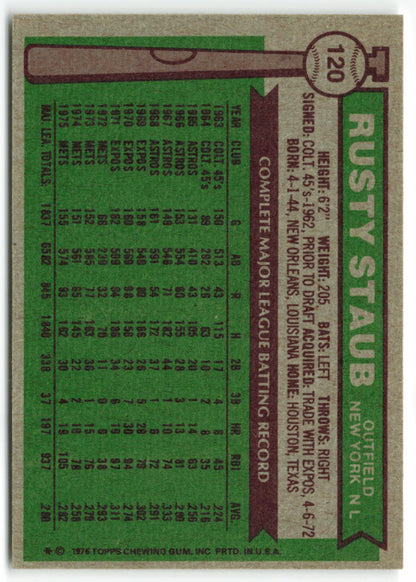 1976 Topps #120 Rusty Staub