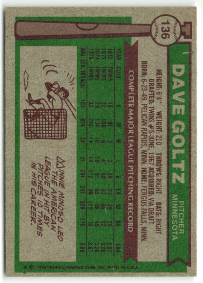 1976 Topps #136 Dave Goltz