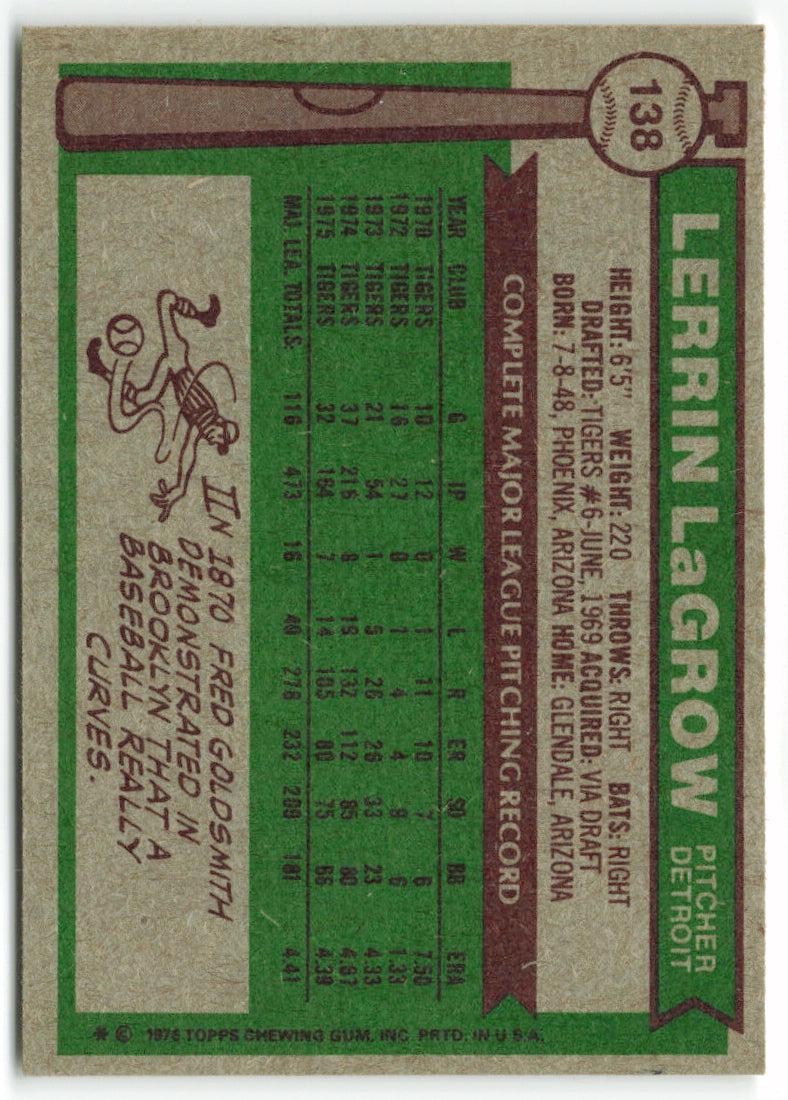 1976 Topps #138 Lerrin LaGrow