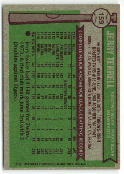 1976 Topps #159 Jerry Terrell