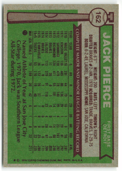 1976 Topps #162 Jack Pierce RC