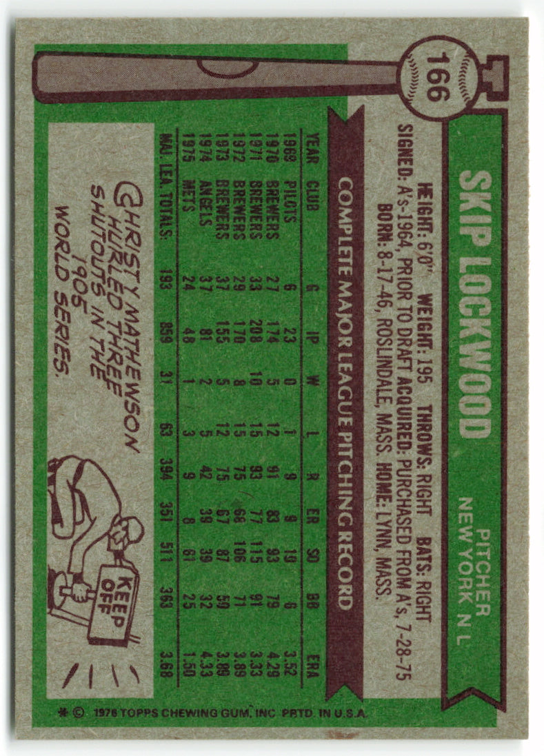 1976 Topps #166 Skip Lockwood