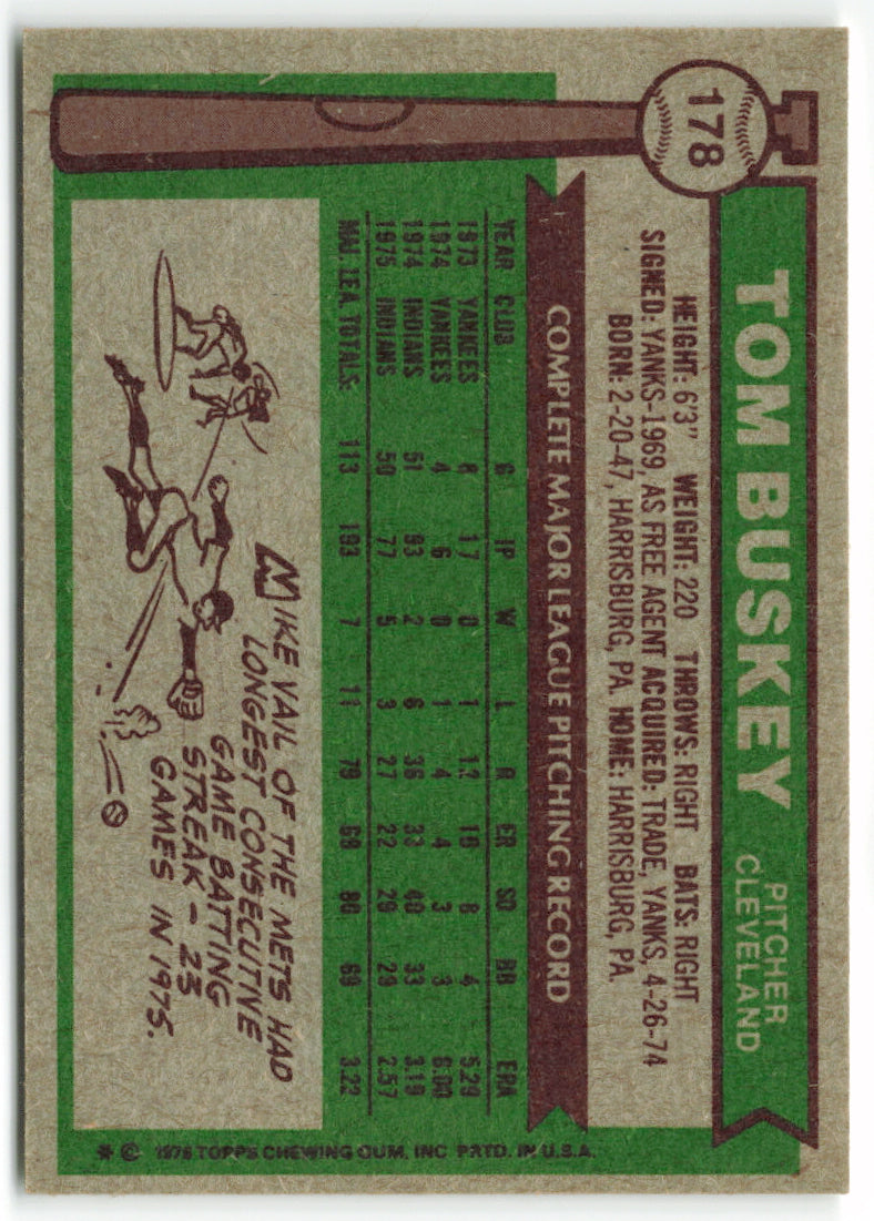 1976 Topps #178 Tom Buskey