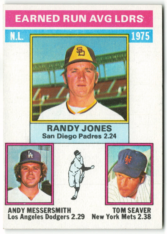 1976 Topps #199 1975 NL Victory Leaders (Tom Seaver / Randy Jones / Andy Messersmith) LL