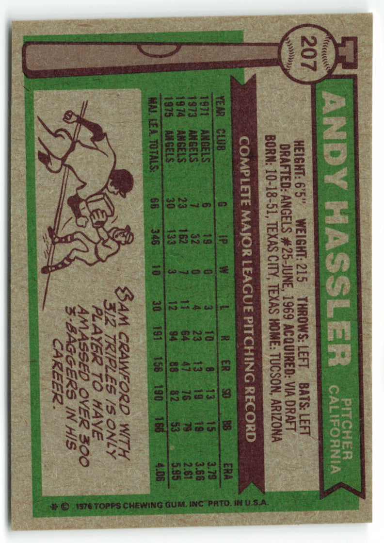 1976 Topps #207 Andy Hassler