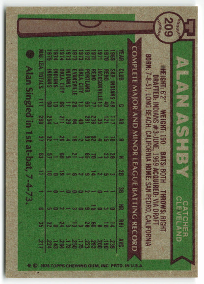 1976 Topps #209 Alan Ashby RC