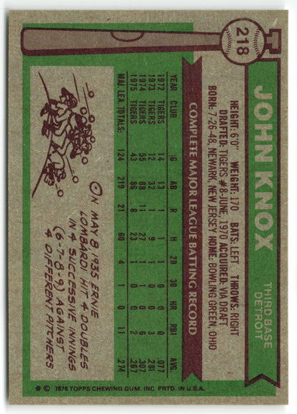 1976 Topps #218 John Knox