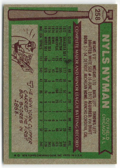 1976 Topps #258 Nyls Nyman