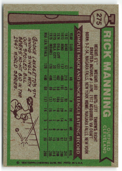 1976 Topps #275 Rick Manning RC