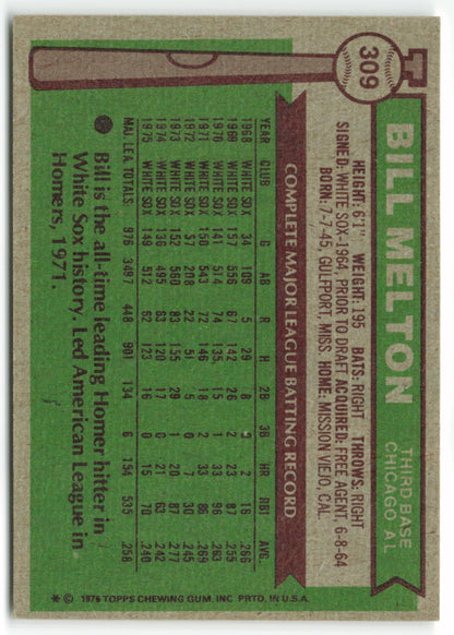 1976 Topps #309 Bill Melton