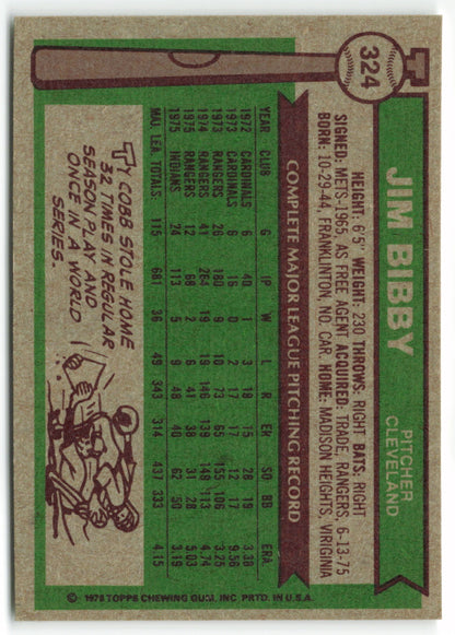 1976 Topps #324 Jim Bibby