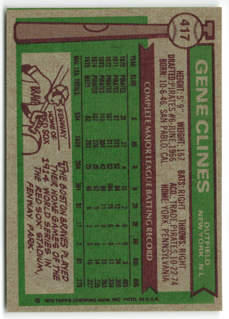 1976 Topps #417 Gene Clines