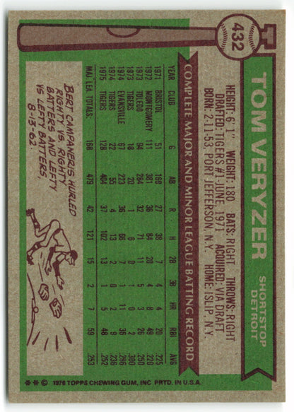 1976 Topps #432 Tom Veryzer