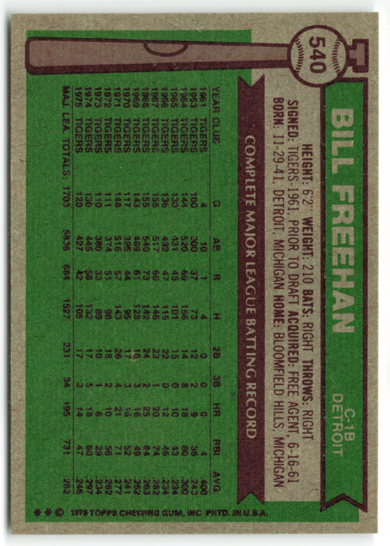 1976 Topps #540 Bill Freehan