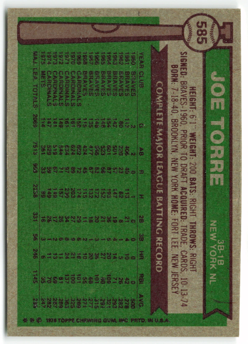 1976 Topps #585 Joe Torre