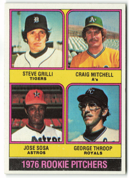 1976 Topps #591 1976 Rookie Pitchers (Steve Grilli / Craig Mitchell / Jose Sosa / George Throop) RC