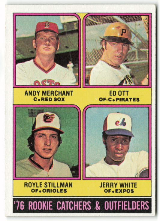 1976 Topps #594 1976 Rookie Catchers & Outfielders (Andy Merchant / Ed Ott / Royle Stillman / Jerry White) RC