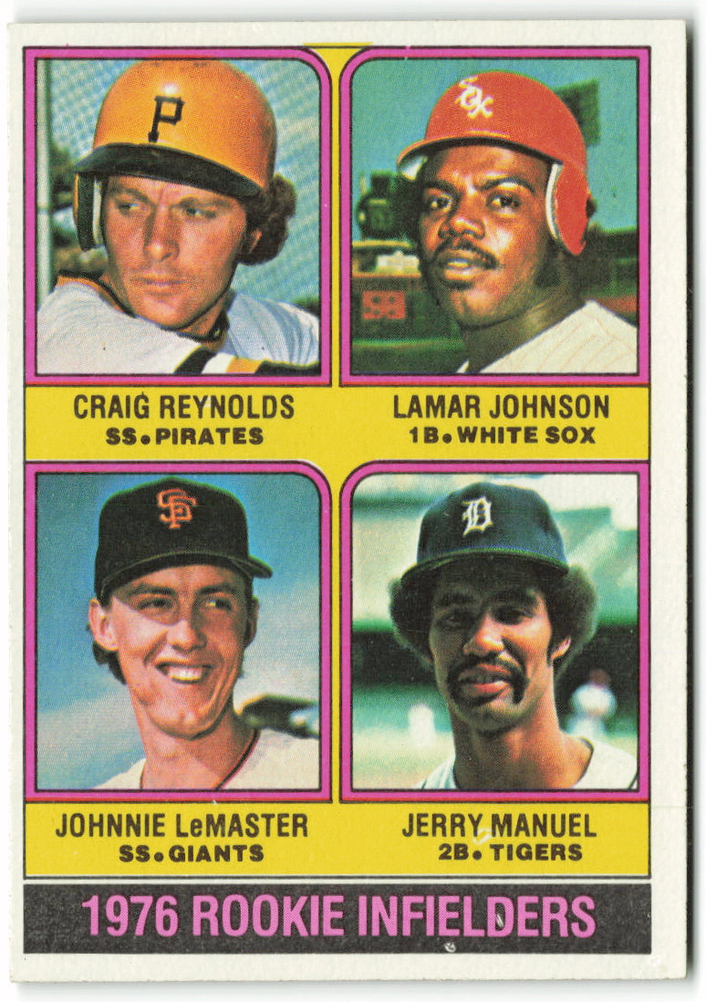 1976 Topps #596 1976 Rookie Infielders (Craig Reynolds / Lamar Johnson / Johnnie LeMaster / Jerry Manuel) RC