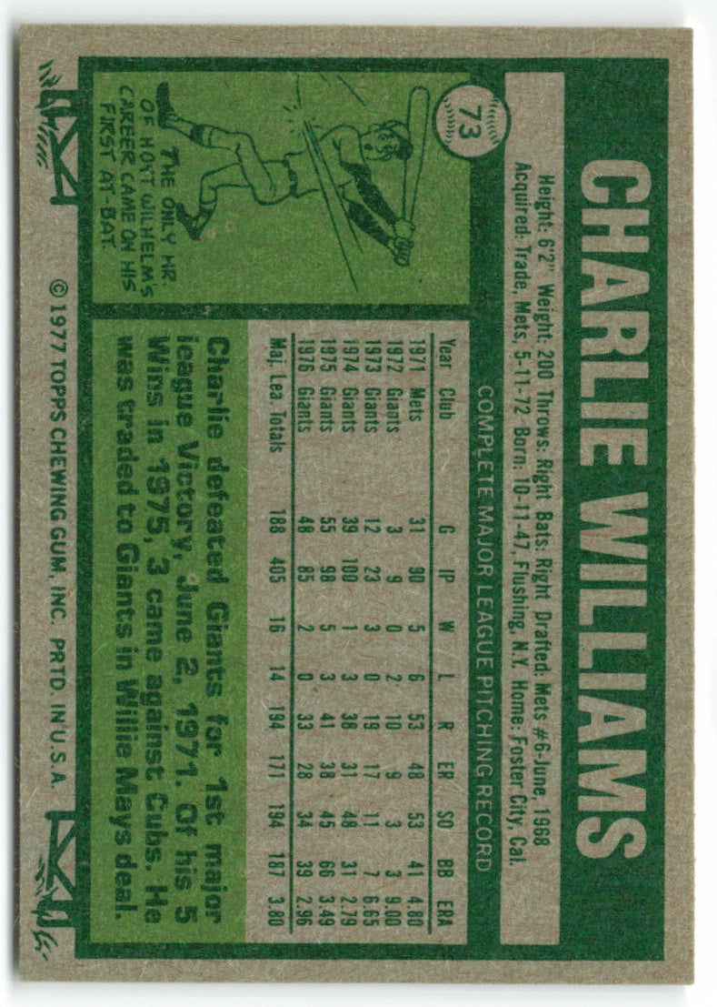 1977 Topps #073 Charlie Williams