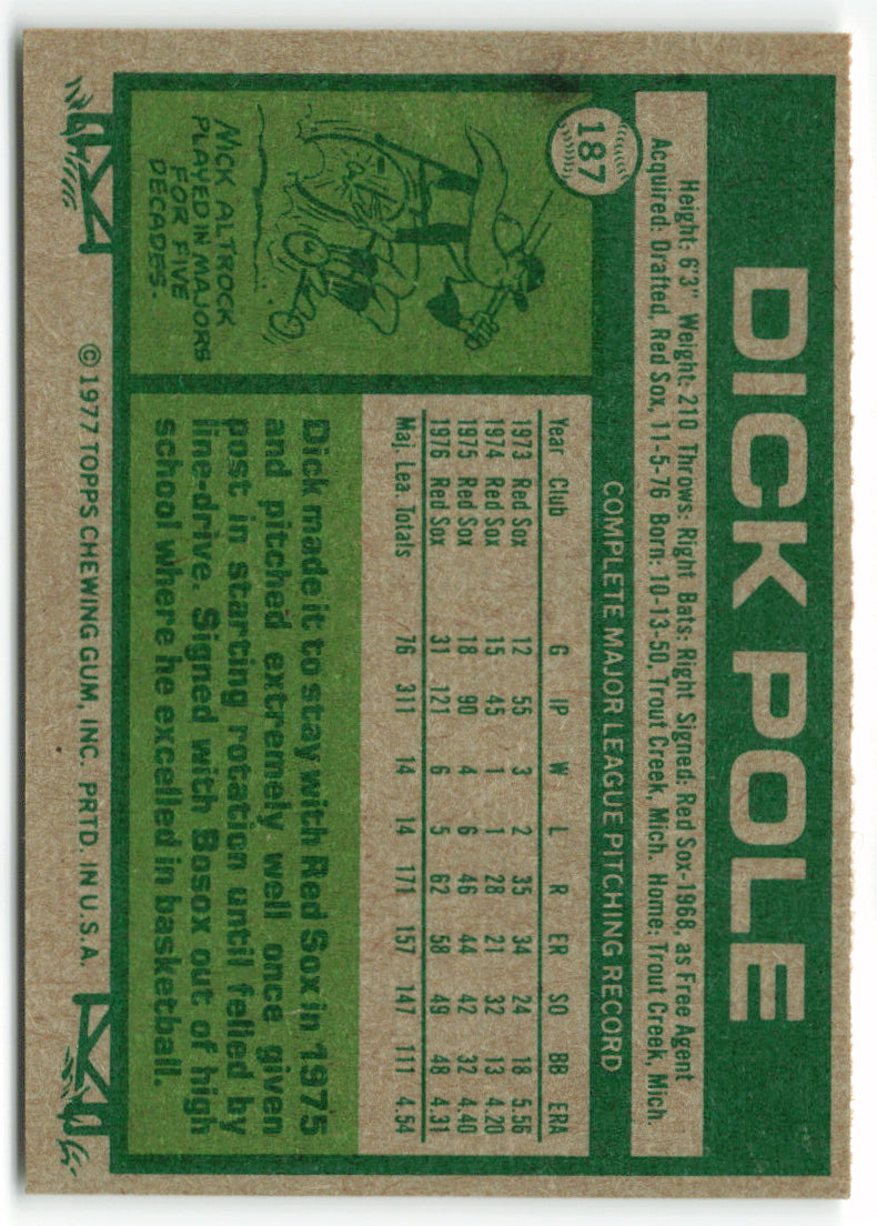 1977 Topps #187 Dick Pole