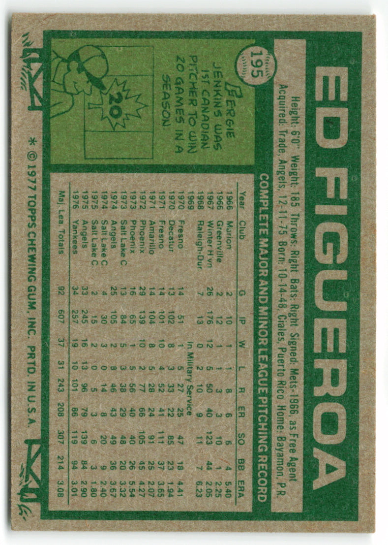 1977 Topps #195 Ed Figueroa