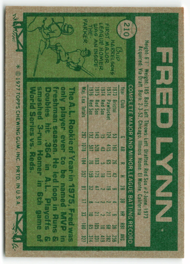 1977 Topps #210 Fred Lynn AS