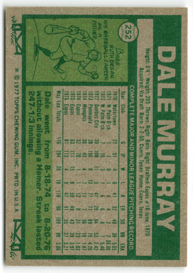 1977 Topps #252 Dale Murray