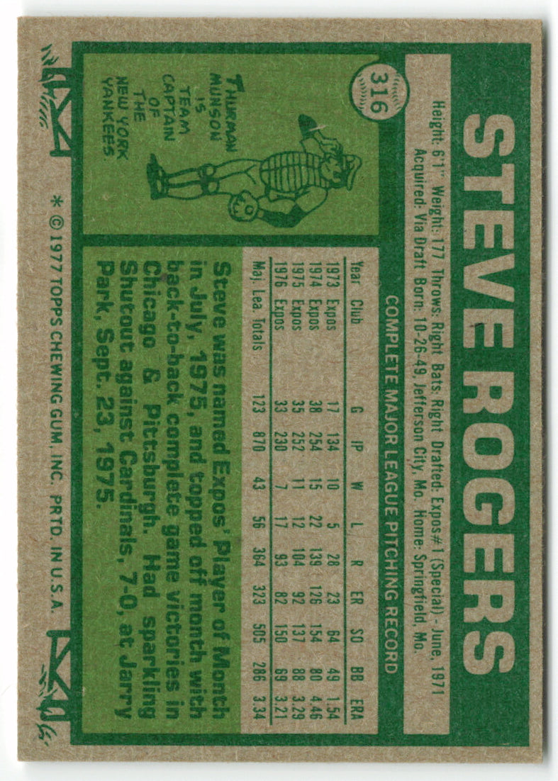 1977 Topps #316 Steve Rogers