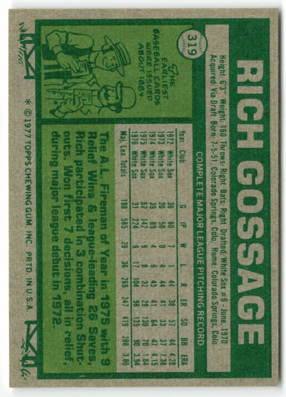 1977 Topps #319 Rich Gossage