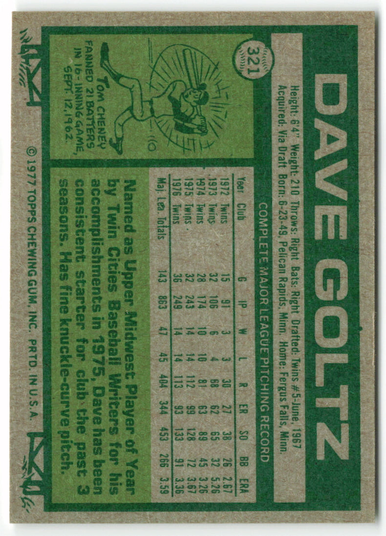 1977 Topps #321 Dave Goltz