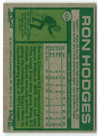 1977 Topps #329 Ron Hodges