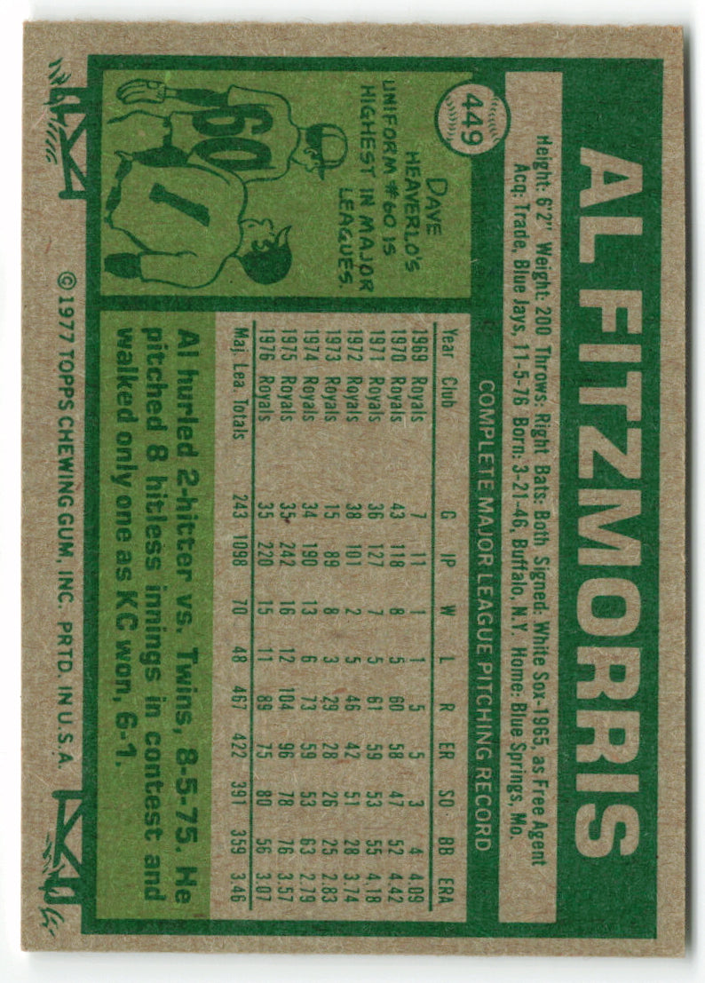 1977 Topps #449 Al Fitzmorris