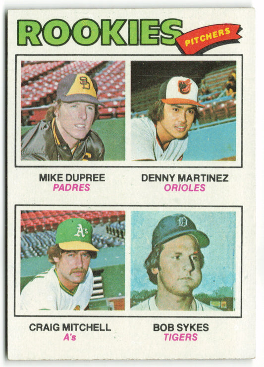 1977 Topps #491 1977 RookiePitchers (Mike Dupree / Denny Martinez / Craig MiTeam Cardhell / Bob Sykes) RC