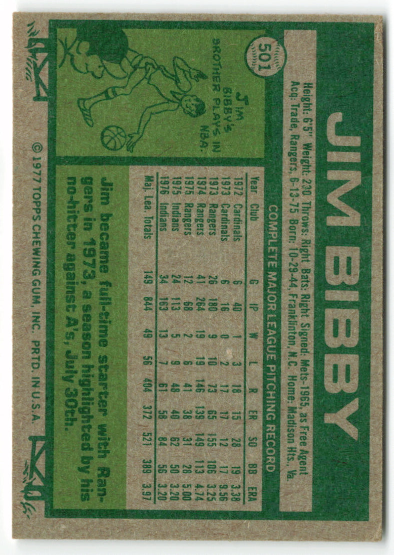 1977 Topps #501 Jim Bibby