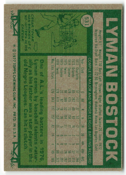 1977 Topps #531 Lyman Bostock