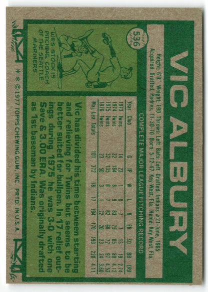 1977 Topps #536 Vic Albury