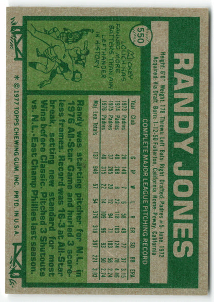 1977 Topps #550 Randy Jones AS