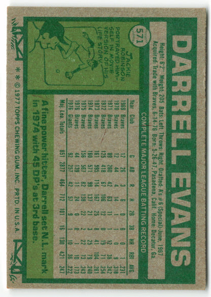 1977 Topps #571 Darrell Evans