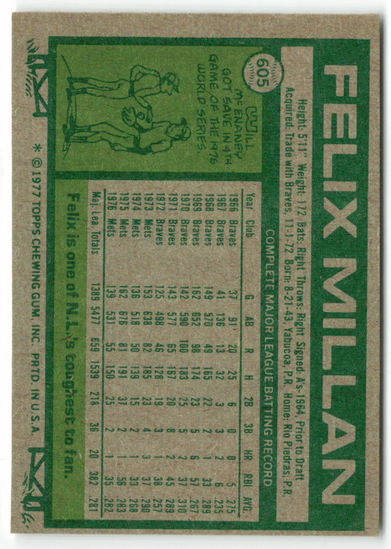 1977 Topps #605 Felix Millan