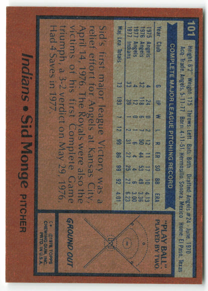 1978 Topps #101 Sid Monge