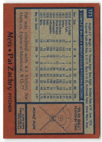 1978 Topps #171 Pat Zachry