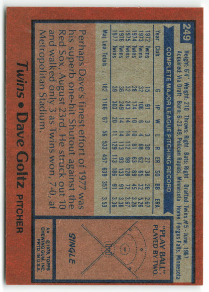 1978 Topps #249 Dave Goltz