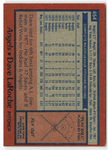 1978 Topps #454 Dave LaRoche