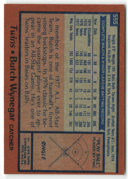 1978 Topps #555 Butch Wynegar