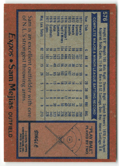 1978 Topps #576 Sam Mejias