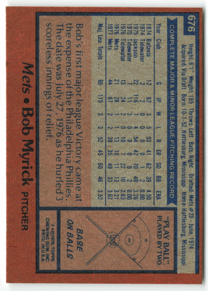 1978 Topps #676 Bob Myrick